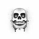 Woman with a half handsome face and a half mexican skull face licking her lips with open mouth tattoo design idea