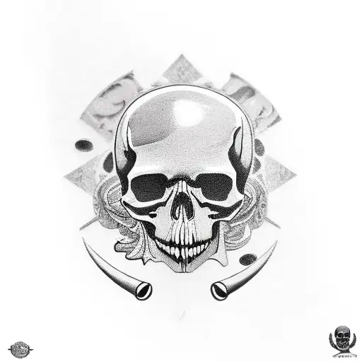 skull money tattoo design idea
