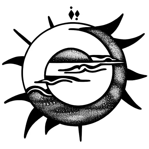 Sun and Moon tattoo design idea
