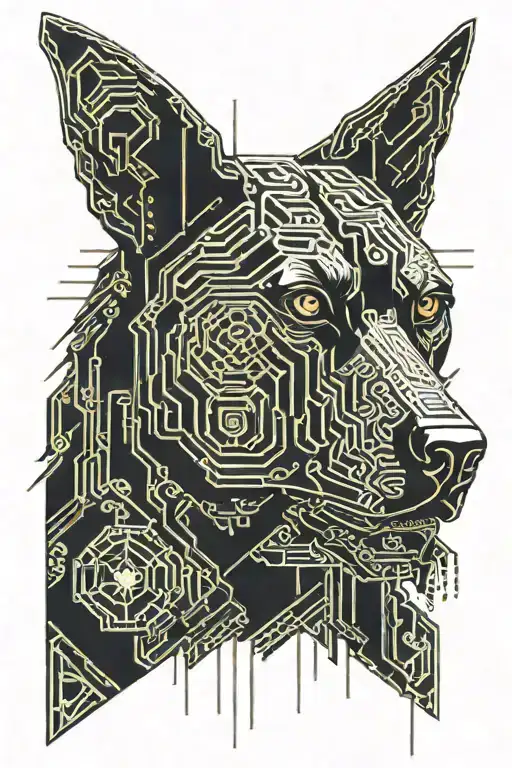 cyber cerber dog has 3 heads tattoo design idea