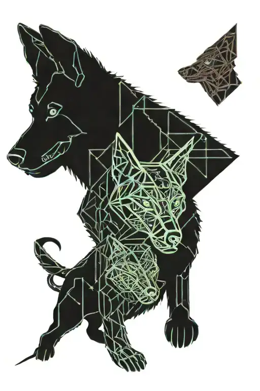 cyber cerber dog has 3 heads tattoo design idea