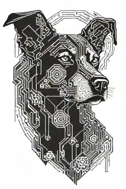 cyber cerber dog has 3 heads tattoo design idea