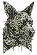 cyber cerber dog has 3 heads tattoo design idea