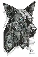 cyber cerber dog has 3 heads tattoo design idea