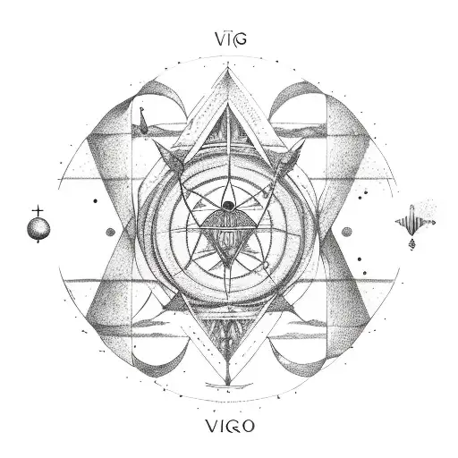 virgo libra sagittarius symbols intertwined vertical/latitude  tattoo design idea