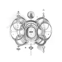 virgo libra sagittarius symbols intertwined vertical  tattoo design idea