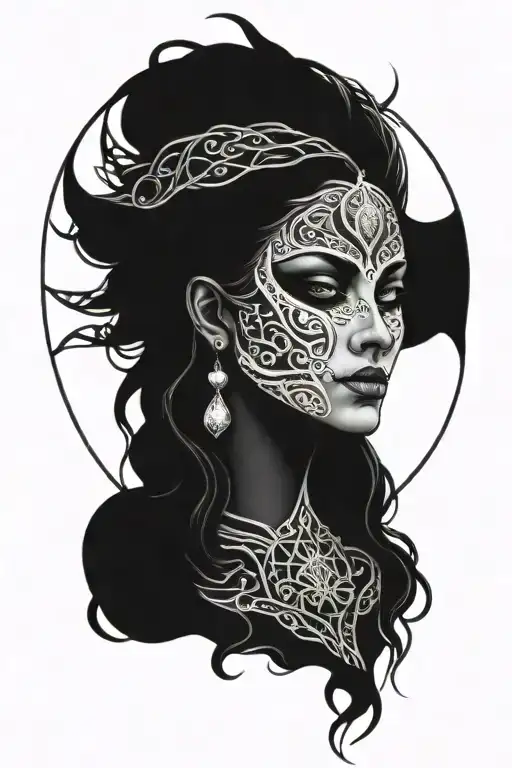 goddess hel tattoo design idea