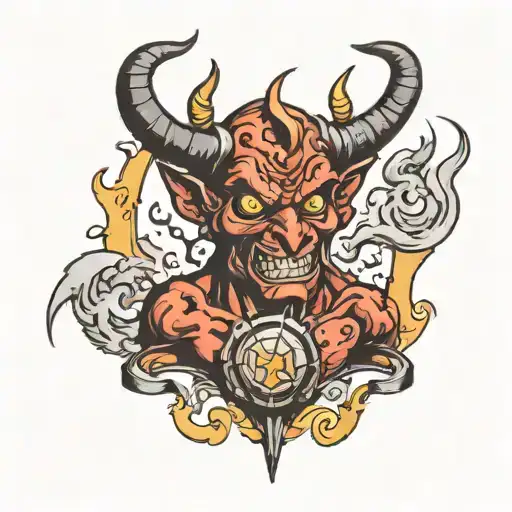 Devil with gas hatches tattoo design idea
