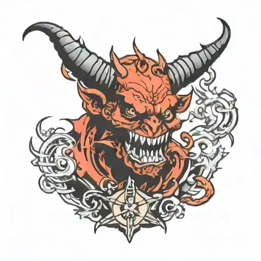 NeoTraditional "Devil With Gas Hatches" Tattoo Idea BlackInk AI