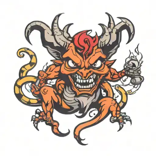 NeoTraditional "Devil With Gas Hatches" Tattoo Idea BlackInk AI