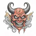 Devil with gas hatches tattoo design idea
