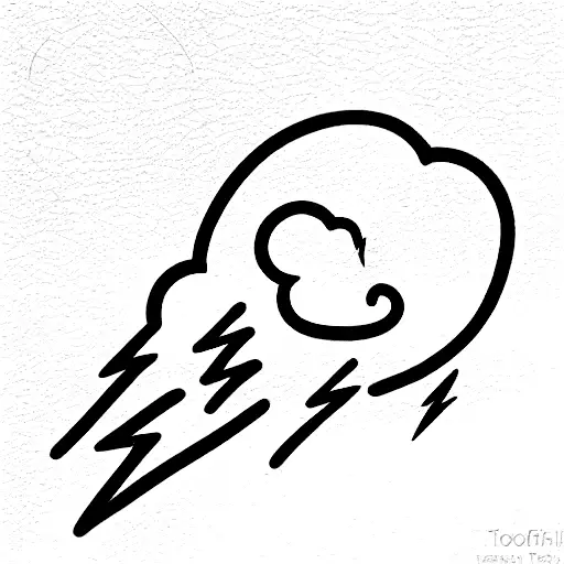 rain cloud with two lightning strikes coming out tattoo design idea