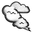 rain cloud with two lightning strikes coming out tattoo design idea
