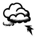 rain cloud with two lightning strikes coming out tattoo design idea