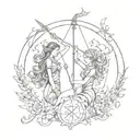 libra and sagittarius tattoo design idea