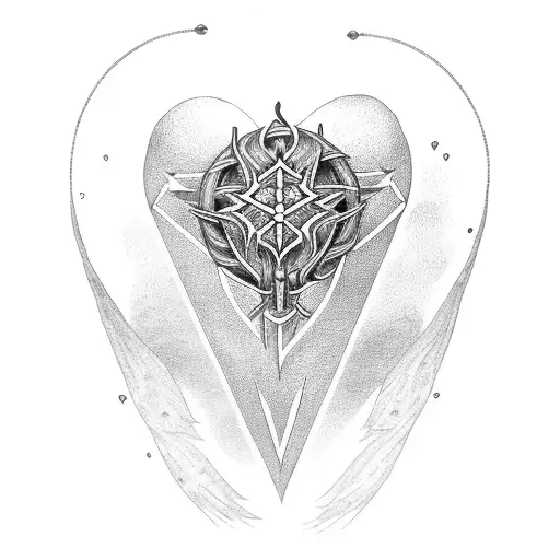 three swords in a heart tattoo design idea