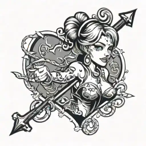  Master Liz with heart and whip elements tattoo design idea