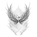  phoenix rising spread wings,the love for music, under breast tattoo design idea