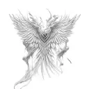 phoenix rising spread wings,the love for music, under breast tattoo design idea