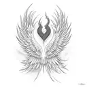  phoenix rising spread wings,the love for music, under breast tattoo design idea