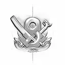 Hammer and sickle  tattoo design idea