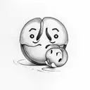 two peas in their pod with a smiley in each beans an a little heard on the end of the pod tattoo design idea