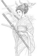 Sakura, dragon, geisha, katana tattoo design idea
