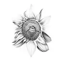 sunflower bee death tattoo design idea