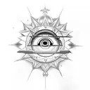 All Seeing Eye, clock, sunshine sleeve tattoo design idea