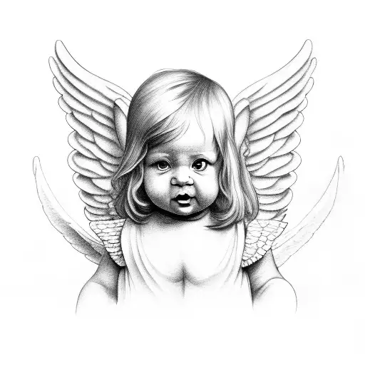 baby Angel holding pizza slice tattoo design idea