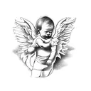 baby Angel holding pizza slice tattoo design idea