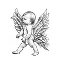 baby Angel holding pizza slice tattoo design idea