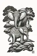 Buddhist elephant rice fields tattoo design idea