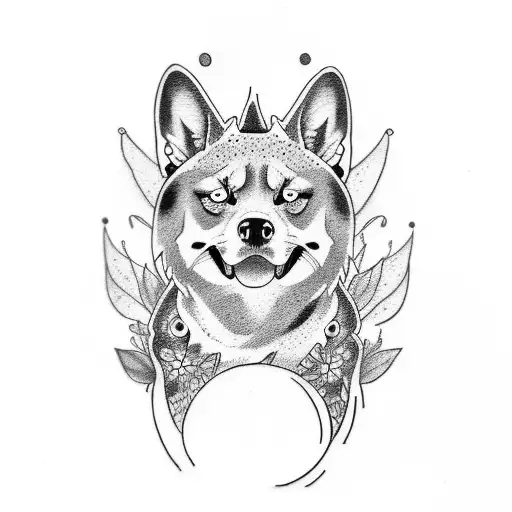 full arm tattoo with a chameleon and an akita inu tattoo design idea