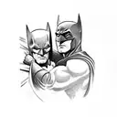Batman y robin en el brazo tattoo design idea