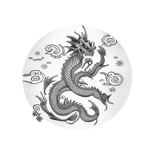 Dragon, pez koi y ojo de horus tattoo design idea