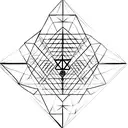 A minimalistic depiction of the Louvre pyramid intertwined with intricate Harry Potter spell symbols tattoo design idea