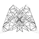 A minimalistic depiction of the Louvre pyramid intertwined with intricate Harry Potter spell symbols tattoo design idea