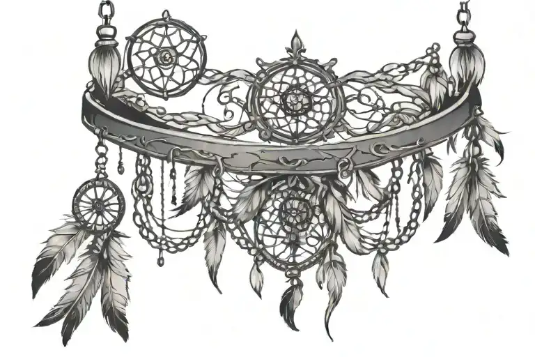 chandelier with dream catcher entangled tattoo design idea