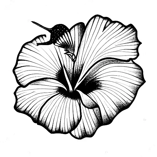 elephant hibiscus hummingbird  tattoo design idea