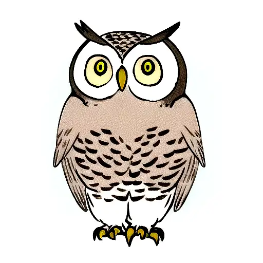 A Cartoon Owl Standing in a Forest with a Leaf in Its Mouth and a Rock in  the Foreground Stock Illustration - Illustration of drawing, rock: 270509377