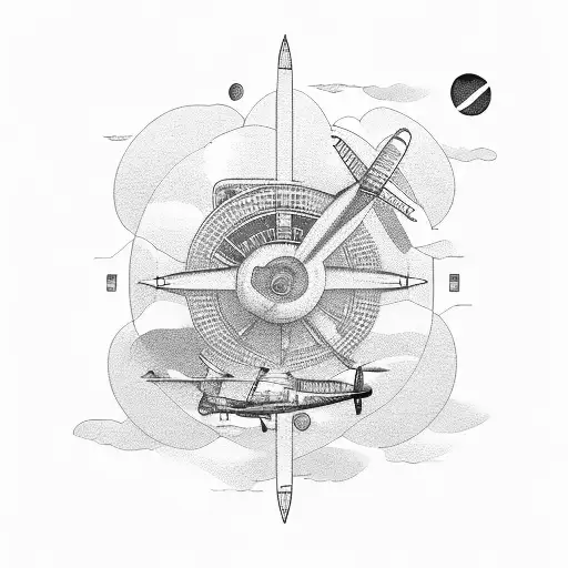 separate Airplane bus and boat tattoo design idea