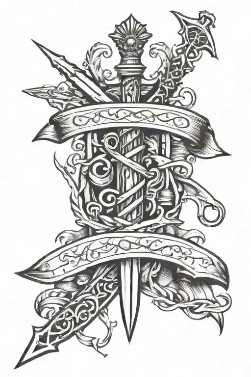 commando dagger multiple sclerosis awareness ribbons tattoo design idea