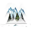 DNA with trees, mountain, waterfalls, snow tattoo design idea