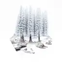 strand of DNA with trees, mountain, waterfalls, snow tattoo design idea