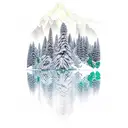 strand of DNA with trees, mountain, waterfalls, snow tattoo design idea