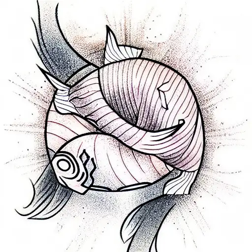 sun and fish dead tattoo design idea