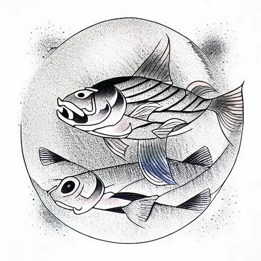 bob and fish tattoo design idea