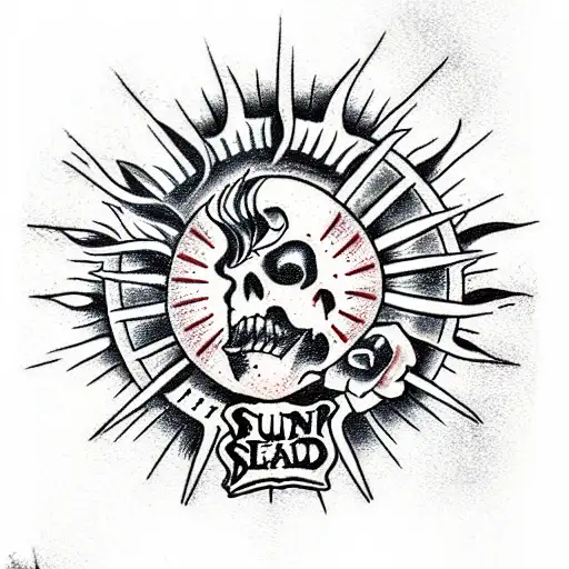 sun and blood dead  tattoo design idea