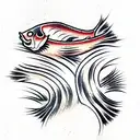 sun and fish dead tattoo design idea